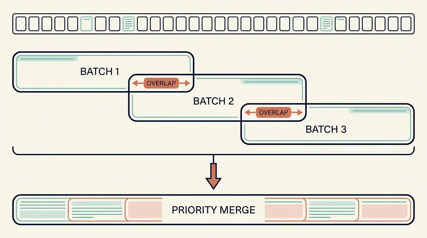 Overlapping batches with priority-based merge